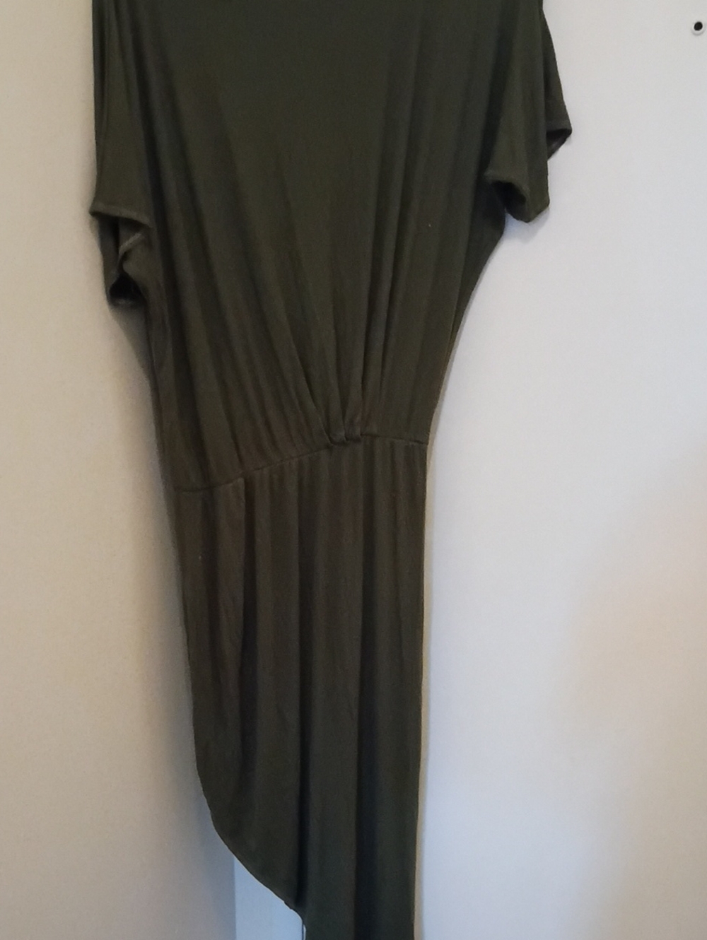 Asymmetrical Olive Green Short Sleeve Dress